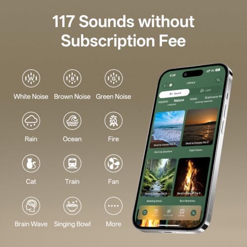Hotmoon Smart Sound Machine for Sleep, Cocoon Pro 3, 117 Sounds, Plug in - Image 2