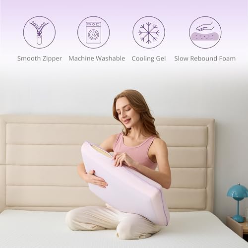 Cooling Gel Memory Foam Pillow for Hot/Side Sleepers, Neck Support, Purple - Image 5