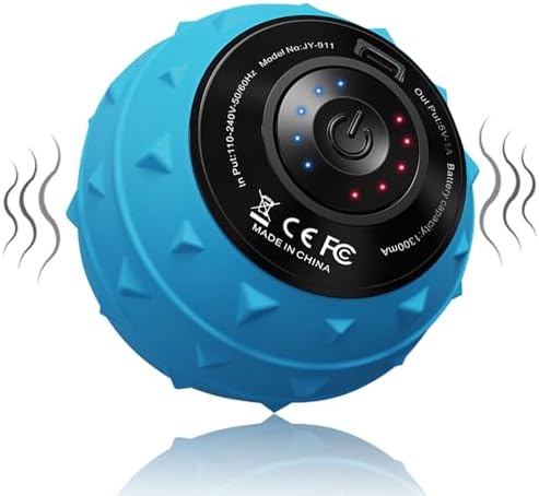 5-Speed Vibrating Massage Ball: Silicone Electric Massager with Auto Shut-Off, Physical Therapy Ball for Fitness, Mobility, and Relaxation, Wellness Gift (Blue) by LUKYPORT