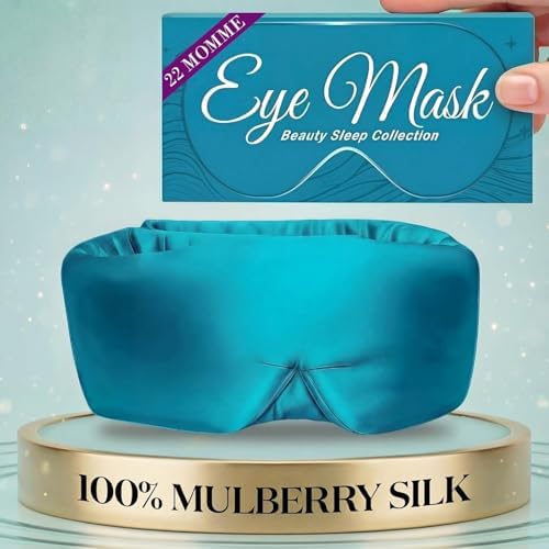 SLEEP SANCTUARY 100% Pure Mulberry Silk Sleep Mask - 22 Momme Light Blocking Hook & Loop Silk Eye Mask for Sleeping - Secure Fit for Side Sleepers, Women & Men - Cloud Soft (Peacock Blue) by Unknown