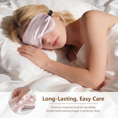 Sleep Mask Silk Eye Mask for Men Sleeping Mask, Adjustable Elastic Strap for Night Shading Sleep Mask, Soft and Comfortable for Both Men and Women(Pink​) - Image 5