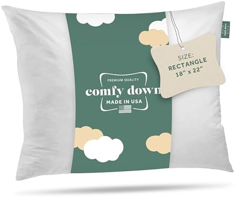 ComfyDown 18x22 Throw Pillow Insert, Down & Feather Fill, 100% Cotton Cover, Made in USA – Premium Soft Lumbar Decorative Pillow Form Sham Stuffer for Bed, Sofa & Couch by ComfyDown