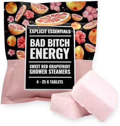 Explicit Essentials Bad B Energy Shower Steamers | Sweet Red Grapefruit Aromatherapy Shower Steamer Tablets (4 Pack) | Energizing Spa Shower Gift for Self-Care, Stress Relief & Confidence Boost - Image 4