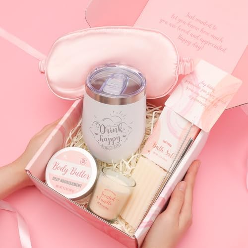 Body & Earth Gifts for Women Rose Spa Gift Sets for Birthday, 8 Pcs Gift for Women, Self Care Kit for Tumbler, Eye Mask, Mothers Day Gifts by BODYEARTH