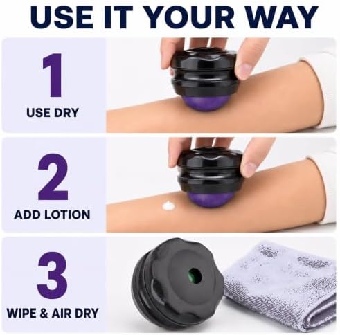 Manual Massage Ball Roller for Forearm & Muscle Pain Relief - Purple Handheld Self Massage Tool for Essential Oils & Lotion - Image 7