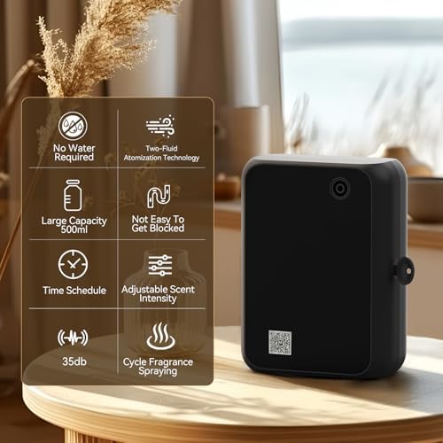 Smart Essential Oil Diffuser with Bluetooth,Waterless Scent Machine for Home,Office,Hotel,and Large Room – Timer Function & Quiet Operation,Black - Image 2