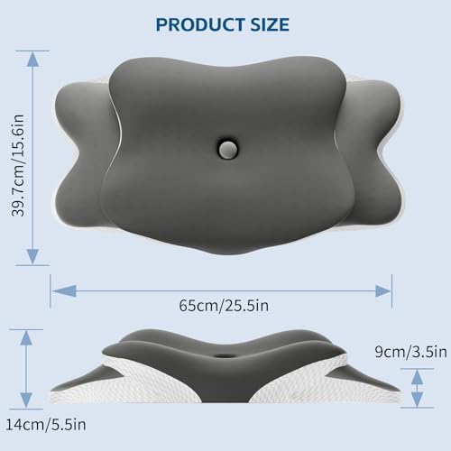 Cervical Neck Pillow for Neck and Shoulder Pain Relief, Memory Foam Pillow, Ergonomic Contour Side Sleeper Pillows, Soft Cooling Orthopedic Pillow for Side Back Stomach Sleepers (Grey) - Image 7