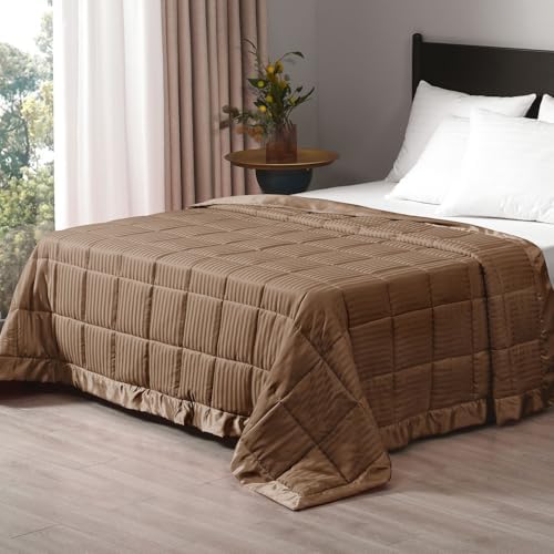 downluxe Weighted Blanket Queen Size, 15 lb Weighted Blanket with Glass Beads for All Season, Machine Washable Heavy Blanket (Brown, 90 X 90 Inch) by Downluxe