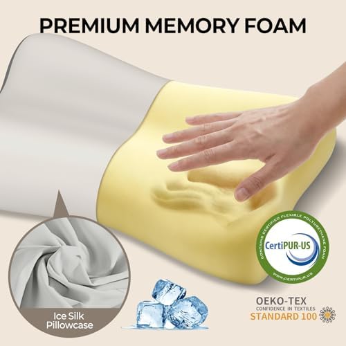 Polovo Cervical Neck Pillow for Pain Relief - Ergonomic Side Sleeper Pillow for Deep Sleep, Contour Memory Foam Pillows for Sleeping Bed Pillow for Side Back Stomach Sleepers(Grey) - Image 4