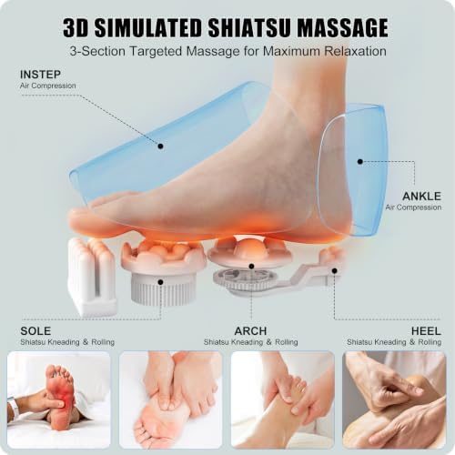 CARESKY Shiatsu Foot Massager Machine with Heat : Deep Kneading Foot Massage with Vibration & Compression for Plantar Fasciitis & Neuropathy Pain Relief, Deep Tissue Foot Massager - Image 5
