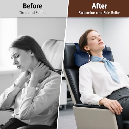 WdFour Velvet Neck & Head Pillow for Recliner Chair, Small Ergonomic Cervical Support Pillow for Home, Office and Travel, Non-Slip Cushion for Tension Relief & Shoulder Comfort (Navy Blue) - Image 4