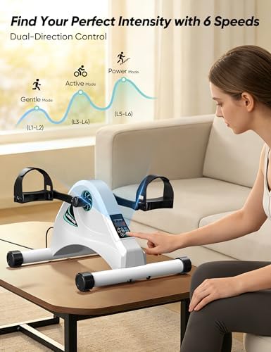 Under Desk Bike Pedal Exerciser for Seniors, LUBBYGIM Mini Exercise Bike for Physical Therapy, Electric Motorized Foot Pedal Machine for Arm and Leg Fitness, 6 Speed Levels - Image 6