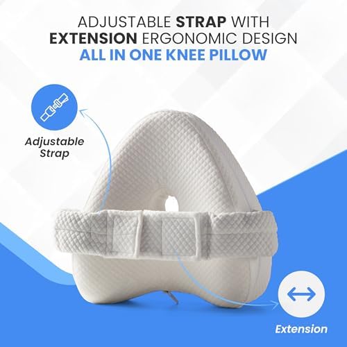 Memory Foam Knee Pillow for Side Sleepers Hip Pain with Adjustable Strap - Between Leg Pillow for Side Sleeping - Sciatica Pain Relief Support for Back, Knees, Joints, and Spine Alignment Cushion - Image 5