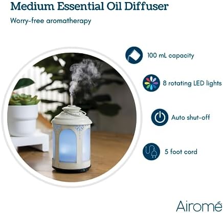Airome Chelsea Medium Cut-Metal Essential Oil Diffuser|100 mL Humidifying Ultrasonic Aromatherapy Diffuser 8 Colorful LED Lights, Intermittent & Continual Mist, Auto Shut-Off - Image 3