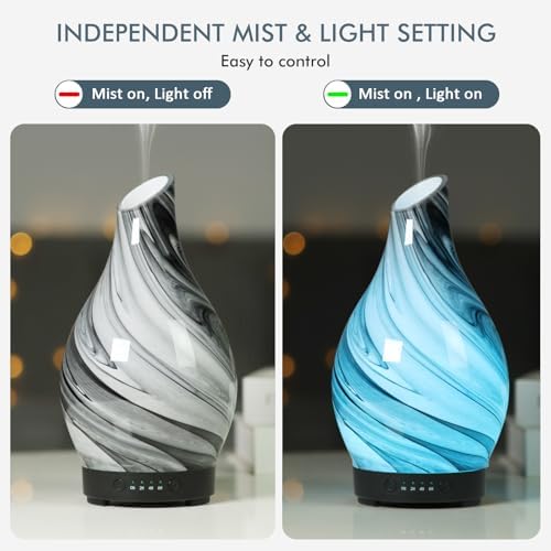Aromatherapy Essential Oil Diffuser for Home- Art Glass Diffuser for Essential Oils with Waterless Auto Shut-Off 4 Timer 7 Colors LED Night Light for Home Office Decor Gifts for Women - Image 2