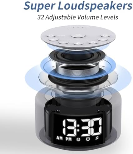 【3 in 1】 Sound Machine Alarm Clock Night Light White Noise Machine with 30 Sleeping Sounds for Baby Kids Adults 32 Level Volume Auto Off Timer Memory Function Digital Clock with 30 Wake Up Sounds - Image 7