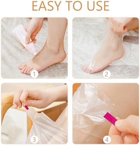 Quacc 100 PCS Plastic Disposable Foot Covers, Paraffin Bath Liners for Feet, Clear Foot Mask Socks for Pedicure, Spa, Trial Shoe - Image 4