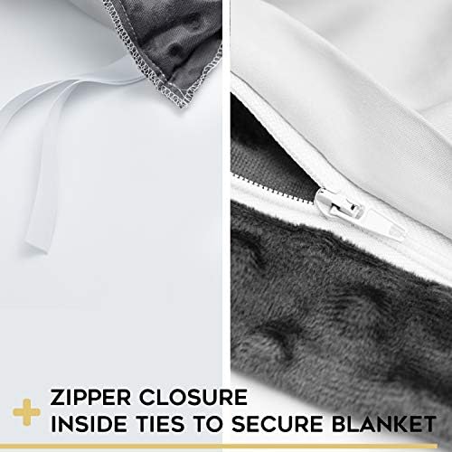 YnM Exclusive Cooling Rayon & Cozy Velvet Dual-Sided Cover for Weighted Blanket (88''x104'') - Light Grey - Image 3