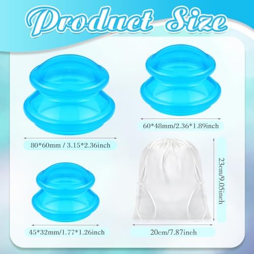 TrelaCo 6 Pcs Silicone Cupping Kit for Massage Therapy,Clear Blue - Image 2