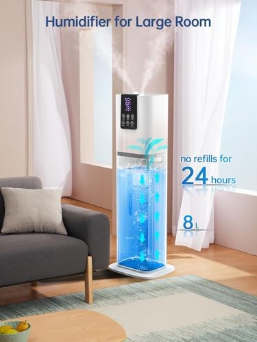 8L Smart Humidifiers for Bedroom Large Room, 2.1Gal Cool Mist Top Fill Diffuser Ambient Light, App & Remote Control, 3 Mist Modes, Quiet Humidifier for Home Office Plant - Image 4