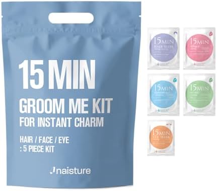 Naisture 15 Min Groom Me Kit Skincare Gift Set for Men – All-in-One Bundle with Hair, Face, & Eye Masks, Complete Grooming Self-Care Kit (5 pcs) by Naisture