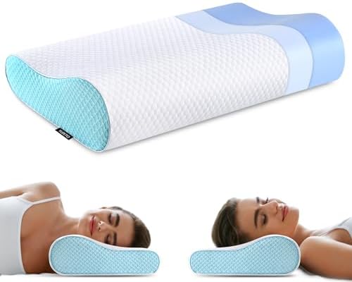 Memory Foam Pillows Neck Pillow Bed Pillow for Sleeping Ergonomic Cervical Contour Pillow for Side Back Stomach Sleeper for Neck and Shoulder Pain by Ylekto