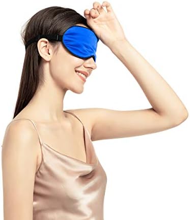 100% Mulberry Silk Sleep Mask Blackout, Cute Natural Sleeping Mask with Adjustable Elastic Strap, Satin Eye Cover for Men Women Adults (Blue) - Image 6