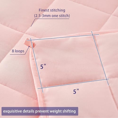 yescool Weighted Blanket for Adults 20lbs Queen Size, 60" x 80", Pink - Image 4