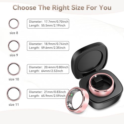 Smart Ring for Women, Fitness & Activity Tracker with Blood Pressure/Heart Rate Monitor, Sleep Tracker, Step Counter, IP68 Waterproof Ring for iOS & Android, Fast Charge, No Subscription (Pink,Size8) - Image 6