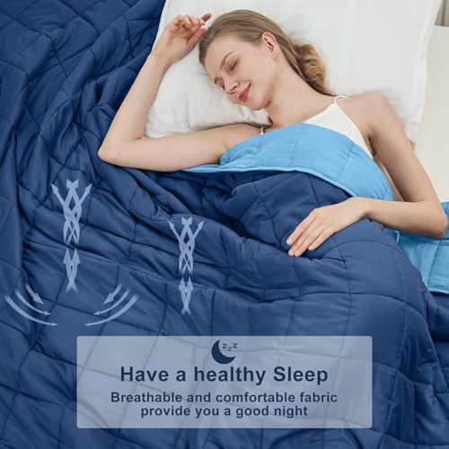 Weighted Blanket for Adults 20lbs, 48"x72"l Twin Full Size Cooling Heavy Throw Blanket for 180-220lbs, Microfiber Soft Big Blankets Weighted Comforter, Blue - Image 3