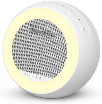 White Noise Sound Machine with Night Light, Portable Sound Machine for Baby and Adults with 10-Color Night Light, 32 Soothing Sounds & 5 Timer for Nursery, Home Office Privacy and Travel by SMILEBOP