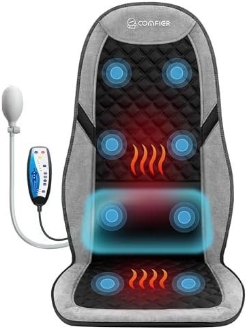 COMFIER Back Massager with Heat, Chair Pad with Adjustable Lumbar Support by COMFIER