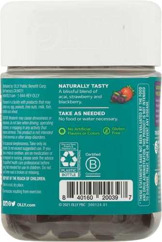 OLLY Muscle Recovery Sleep Gummies, Sleep and Sore Muscle Support, 3mg Melatonin, Tart Cherry, Vitamin D, Berry Flavor - 40 Count (Pack of 2) - Image 3