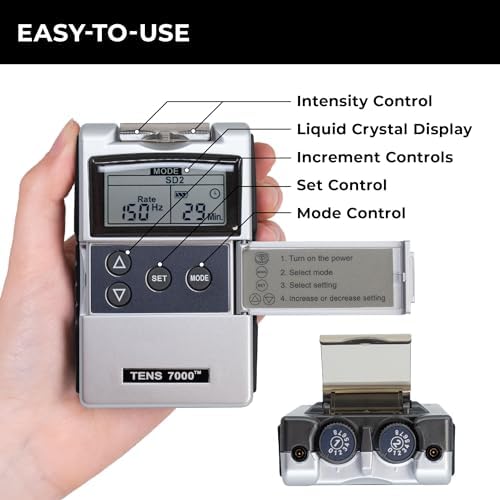TENS 7000 Rechargeable Tens Unit Muscle Stimulator, Back Pain Relief, 4 Electrodes/Unit Pads, Period Pain Simulator, Muscle Recovery & Growth, Stim Machine, Electrotherapy, TENS Machine - Image 4