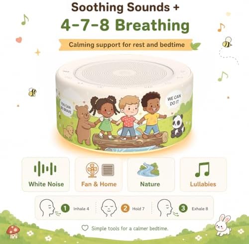 Kipcush White Noise Machine for Baby & Adults, Sleep Sound Machine with 30 Soothing Sounds, 8-Color Night Light, Memory Function, White Noise for Sleeping, Nursery, Office, Travel, Relaxation - Image 4