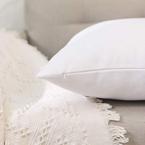 2 Pack White Pillowcase Soft Faux Linen Square Child Decorative Throw Cushion Cover Pillowcase with Smooth Hidden Zipper for Kid 12" x 12 " - Image 4