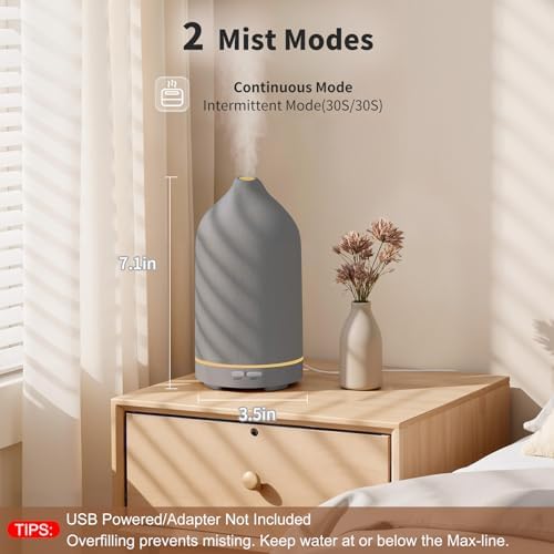 URPOWER 120mL Ceramic Essential Oil Diffuser Diffuser Oil Machine - Image 2