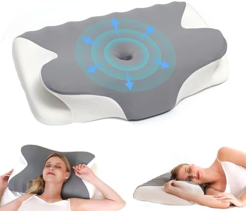 Cervical Neck Pillow for Neck Pain Relief, Ergonomic Contour Orthopedic Cooling Odorless Memory Foam Pillow, High-Density Slow Rebound, Support Side Back Stomach Sleepers with Washable Pillowcase by ACAETYT