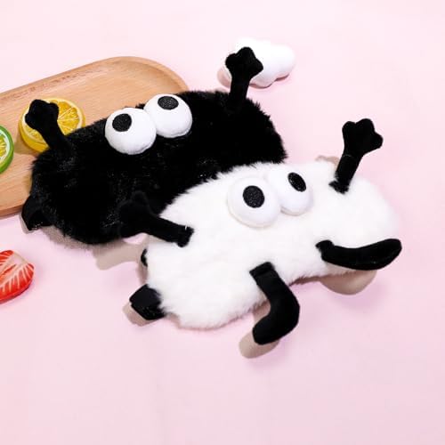 PERFECTSIGHT Sleep Eye Masks, Cute Sleep Eye Cover Lightweight Adjustable Eyeshade Mask Cover for Women Men Sleep Travel Nap, White+Black - Image 4
