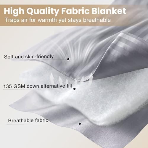 downluxe King Size Blanket with Satin Trim, Lightweight Down Alternative King Blanket for All Season, Machine Washable (Silver, 108 x 90 Inch) - Image 4