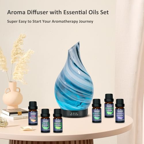 Aromatherapy Essential Oil Diffuser for Home- Art Glass Diffuser for Essential Oils with Waterless Auto Shut-Off 4 Timer 7 Colors LED Night Light for Home Office Decor Gifts for Women - Image 4