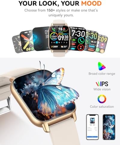 Smart Watches for Men Women, Fitness Tracker with Activity Counter/Sleep Monitor, IP68 Waterproof Smart Watch for Android iPhone iOS Compatible (Champagne Gold, 1.83) - Image 5