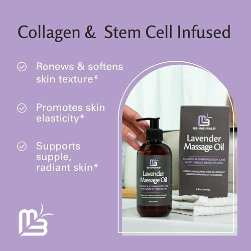 Lavender Sensual Massage Oil, Collagen & Stem Cells, 8 fl oz, 2 Pack by M3 - Image 7