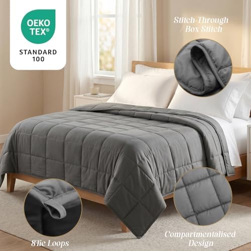 Smart Queen Weighted Blanket for Adults (25 lbs, 78"x85", King Size) Breathable Heavy Throw Blanket for 220-280 lbs, Soft Thick Blankets with Cooling Glass Beads, All Season, Machine Washable, Grey - Image 4