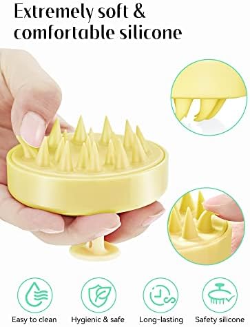 HEETA Scalp Massager with Soft Silicone Bristles - Promotes Hair Growth, Exfoliates Scalp, Removes Dandruff, and Enhances Shampoo Cleansing, Yellow - Image 3
