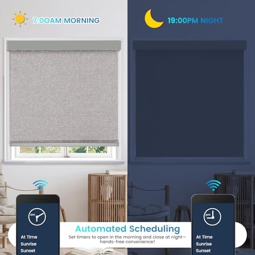 Motorized 100% Blackout Roller Shades – Custom Smart Blinds with Remote Control, Rechargeable Battery or Plug-in Motor, Tuya WiFi Optional, Home & Office Automatic Window Shades (Mocha Gray/CH9565) - Image 6