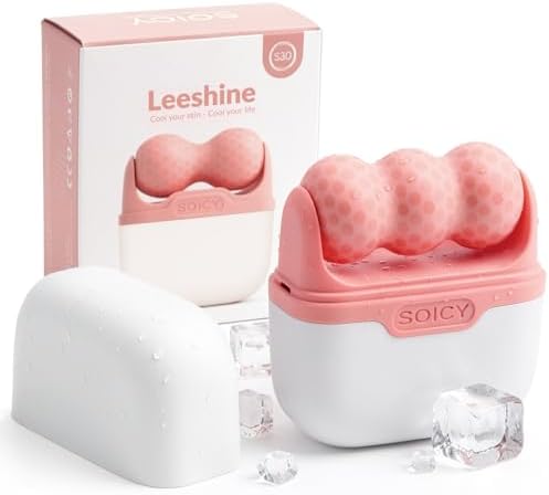Leeshine Ice Roller Set for Face and Eyes - Facial Skin Care Tools with 2 Cold Therapy Face Roller and Premium Travel Case, Self Care Gift for Men Women (Pink) by Leeshine
