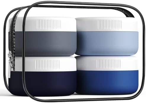 Kuangre Travel Containers for Toiletries, Silicone Cream Jars BPA-Free, Leak-proof 1.35oz Travel Size Containers, Portable Size Silicone Jars with Lid for Cosmetic Face Hand Body Cream (4 Pack) by Kuangre