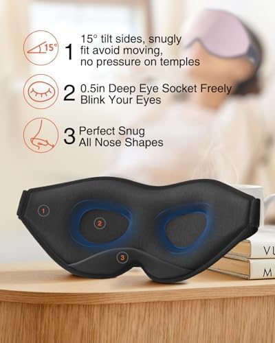 MABAO Sleep Mask for Side Sleeper, Eye Mask for Sleeping Women Men, Pink - Image 3