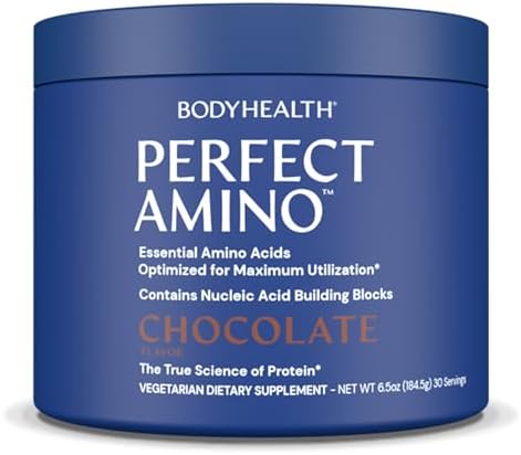 BodyHealth PerfectAmino Powder - BCAA and EAA Powder for Pre and Post Workout - Amino Acid Energy Drink for Men and Women to Support Lean Muscle and Recovery - Chocolate - 30 Servings by BodyHealth